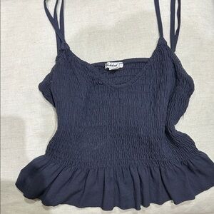 Gilli Navy Smocked Camisole Top